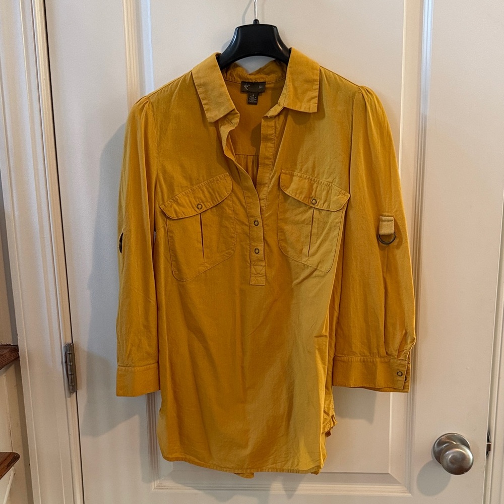 Women’s Mustard Utility Tunic Shirt - Lightweight Button Front